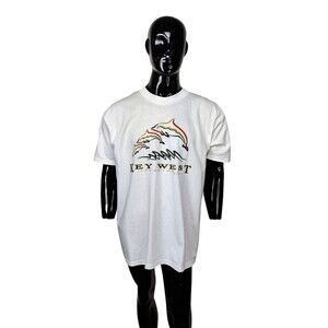 Vintage 80s 90s Key West Florida Dolphin Graphic Deadstock Heavy Tee XL NOS